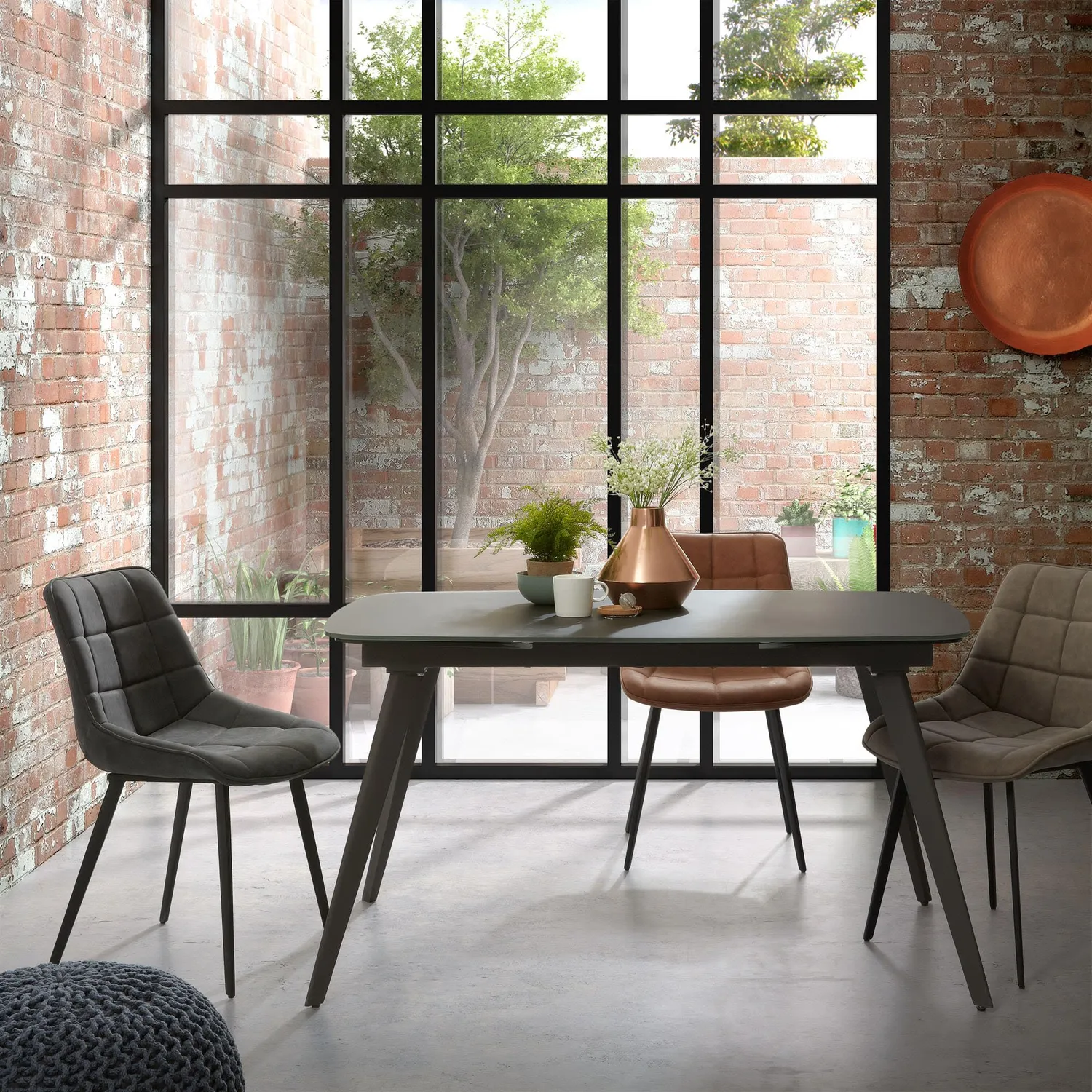 Kave Home Adam Esszimmerstuhl Kunstleder Stahl