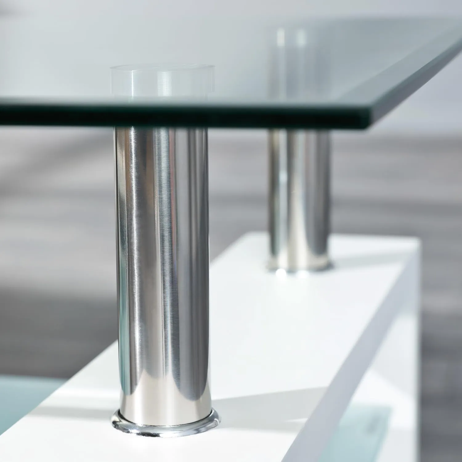 Inter Link Alva Couchtisch 100 x 60 x 45 cm Weiß Sicherheitsglas