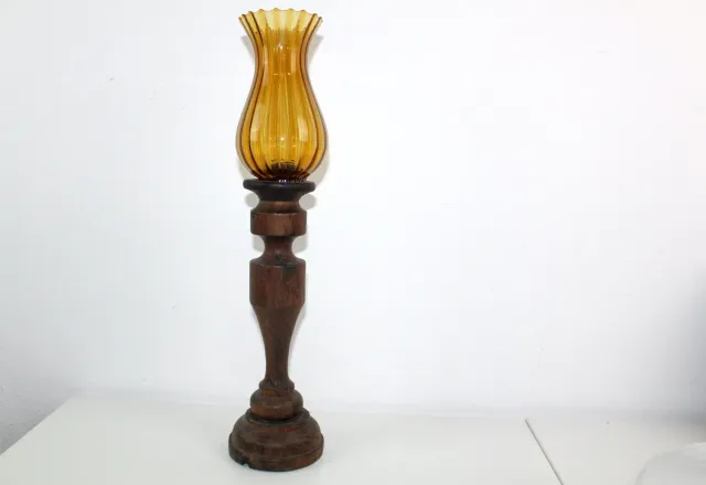 Mon Ami(e) Vintage Leuchte Holz Glas antik