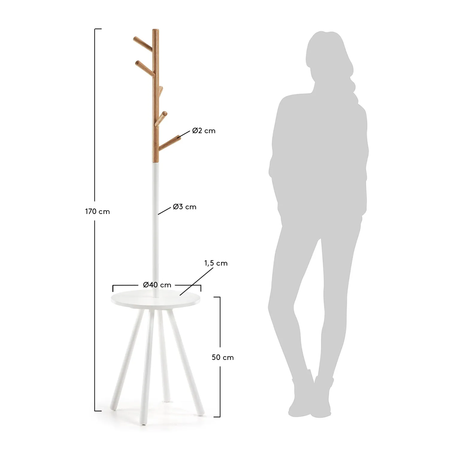 Kave Home Nerb Garderobe weiß 40 x 170 cm Holz