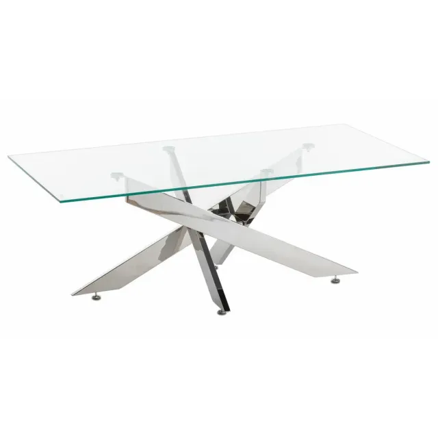 HOWHOMELY Nolla Beistelltisch Silber Edelstahl Glas 120x60 cm
