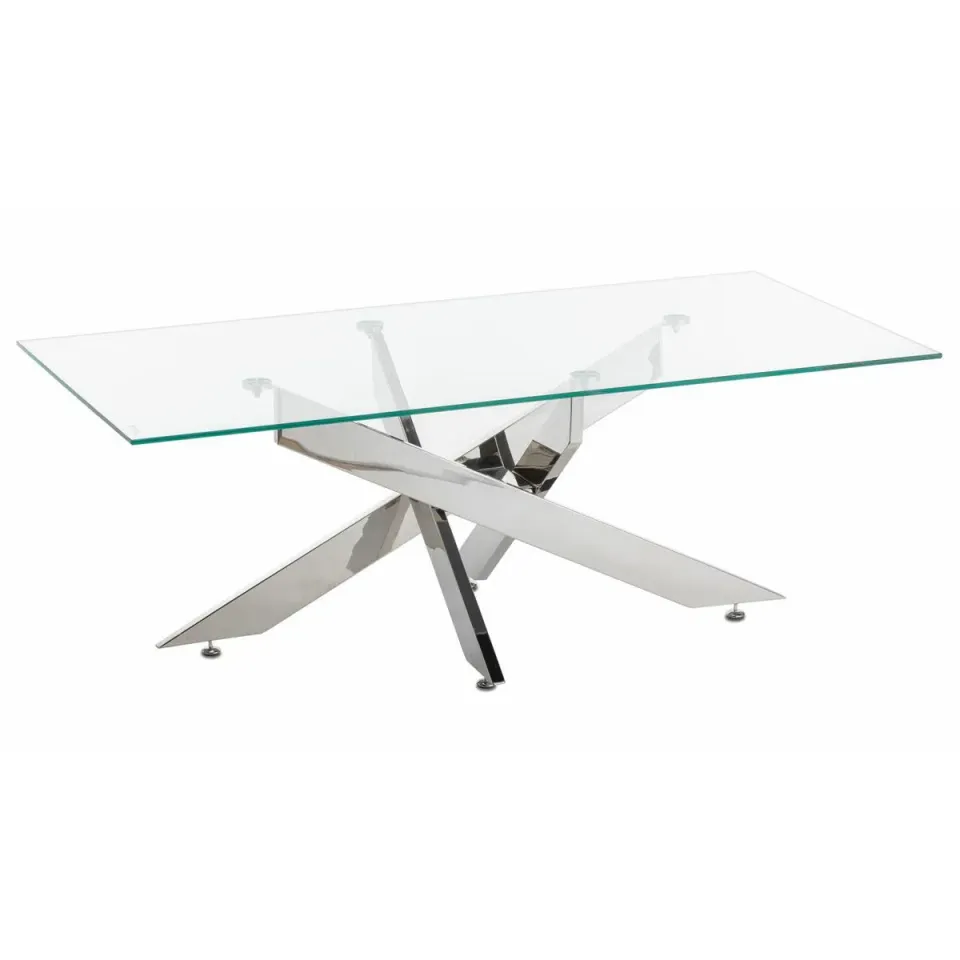 HOWHOMELY Nolla Beistelltisch Silber Edelstahl Glas 120x60 cm