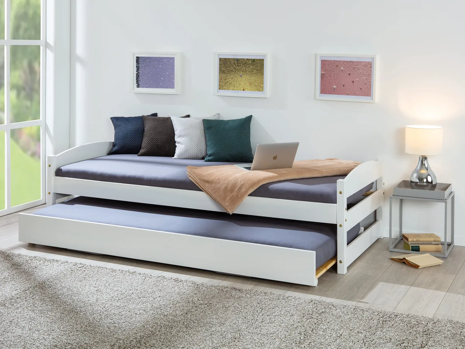 Inter Link Vindas 2-in-1-Bett Sofabett 90 x 200 cm Weiß Massivholz
