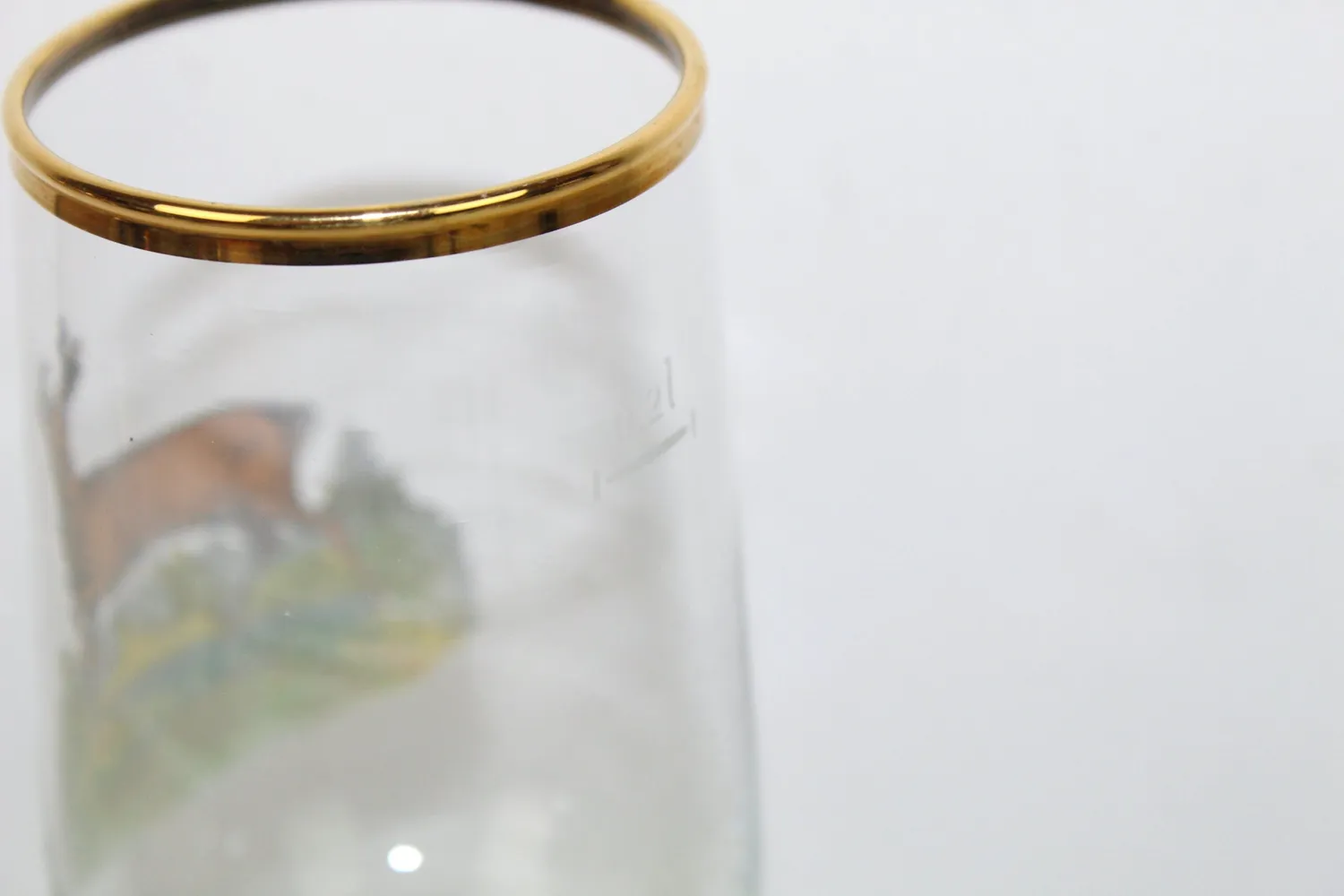 Mon Ami(e) Vintage Handbemaltes Glas mit Jagdmotiv Reh 0,2 l