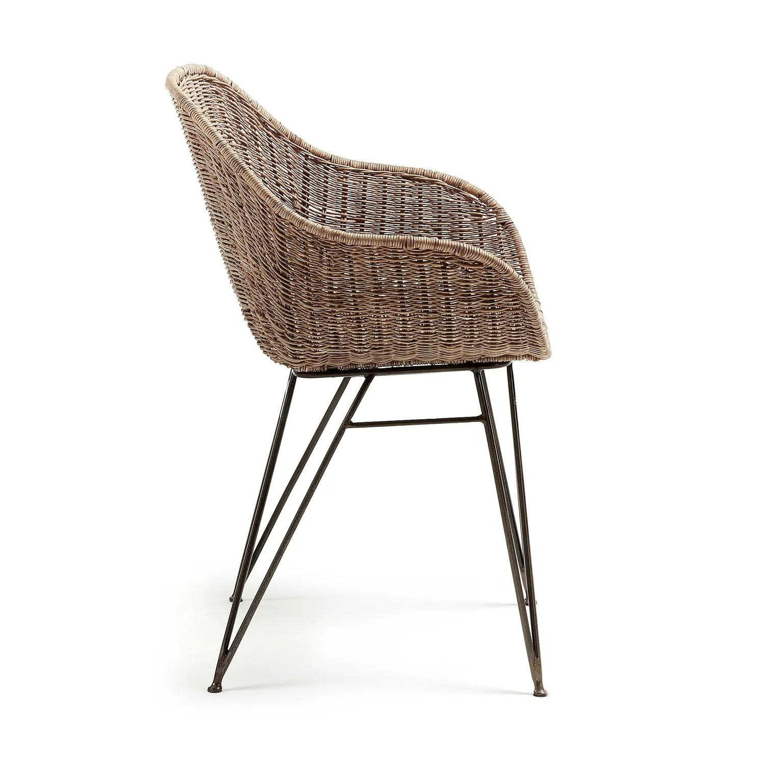 Kave Home Chart Esszimmerstuhl Rattan natur mit Stahlbeinen