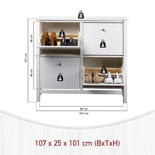 Inter Link Pinora Schuhschrank weiß 12 Paar Schuhe
