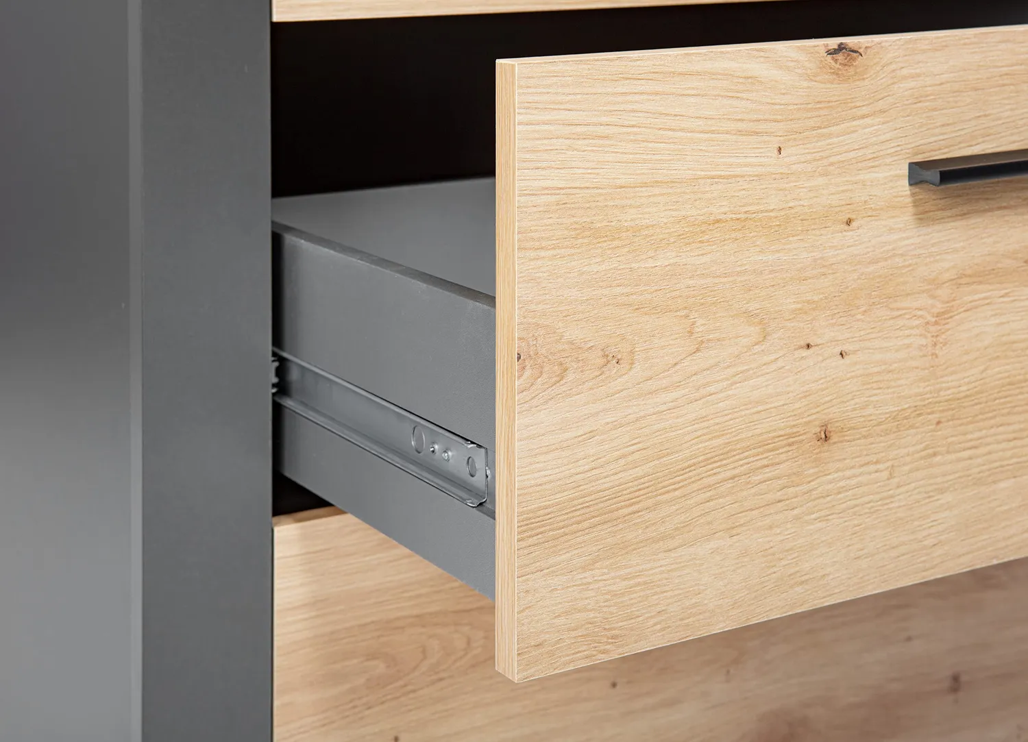 Inter Link Corbeto Standregal 3 Schubladen Artisan Eiche Anthrazit