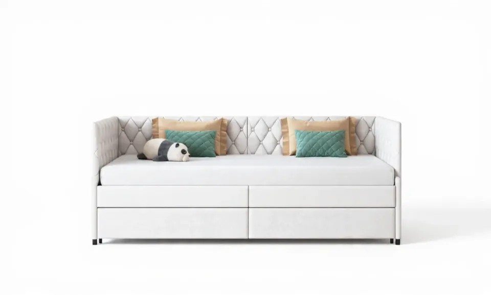 In And OutdoorMatch Schlafsofa Velours 90x200 Grau-Weiß
