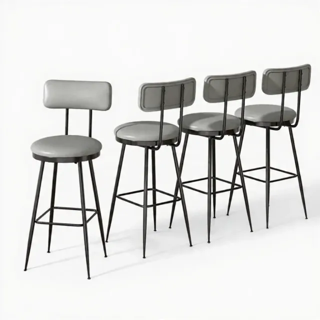 In And OutdoorMatch Barhocker Dunkelgrau Kunstleder 4er Set