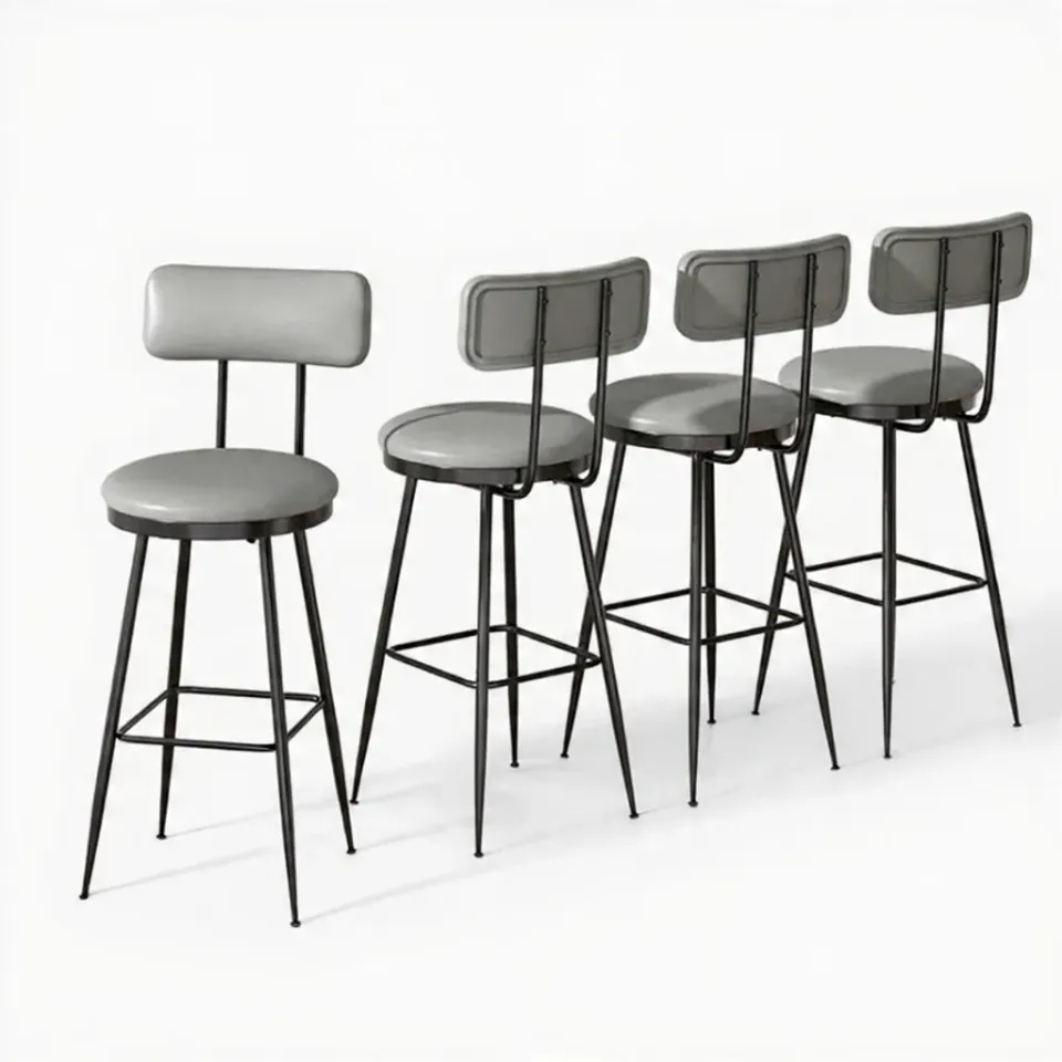 In And OutdoorMatch Barhocker Dunkelgrau Kunstleder 4er Set