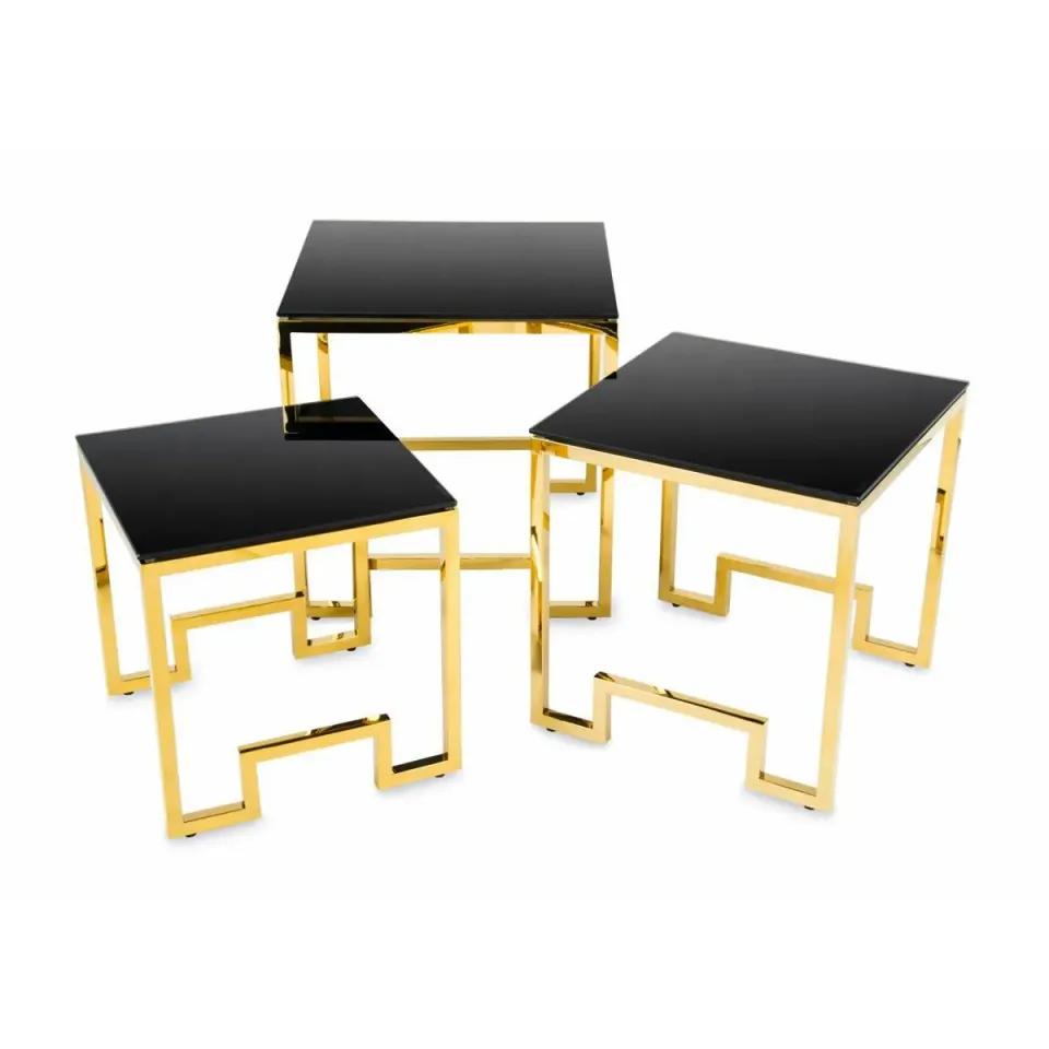 HOWHOMELY Sammen Beistelltisch 3er-Set Glas
