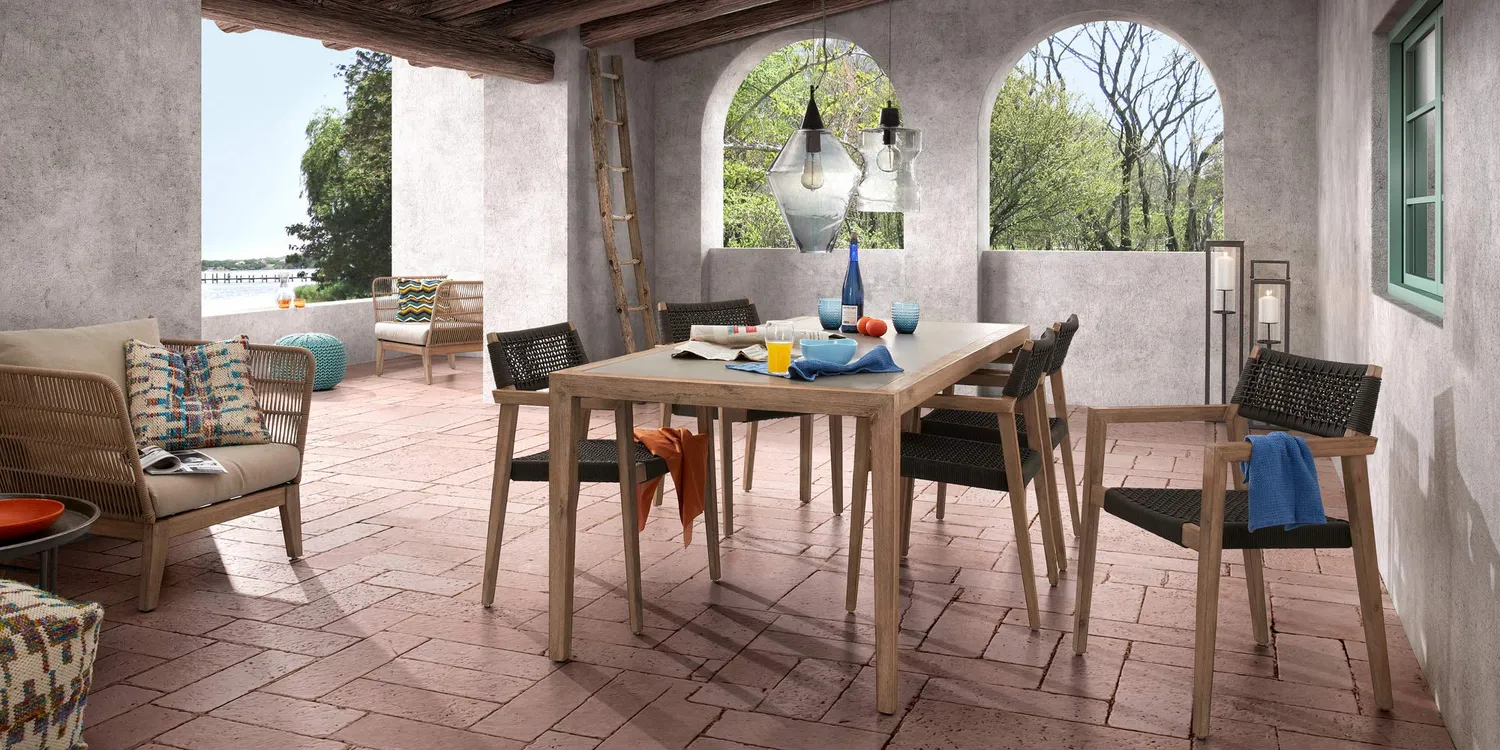 Kave Home Vetter Esstisch 160x90 Zement Eukalyptus
