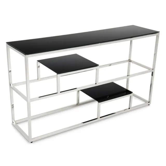 HOWHOMELY Stivar Sideboard Silber 140x38x78 Glas