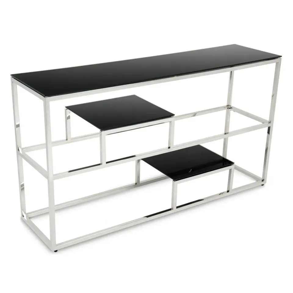 HOWHOMELY Stivar Sideboard Silber 140x38x78 Glas