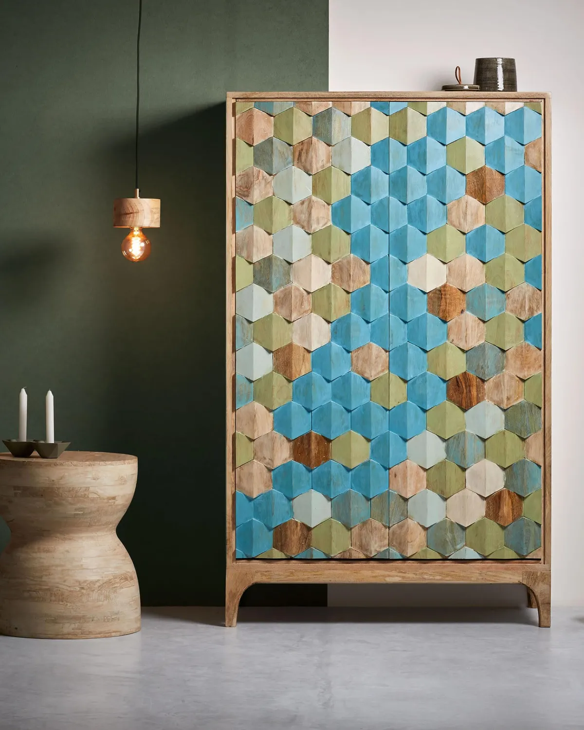 Kave Home Mazy Beistelltisch Ø 40 cm Mangoholz rund