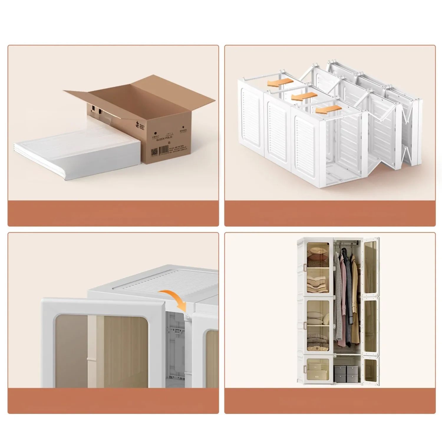 In And OutdoorMatch Faltschrank Weiß 69x50x170 cm 6 Türen