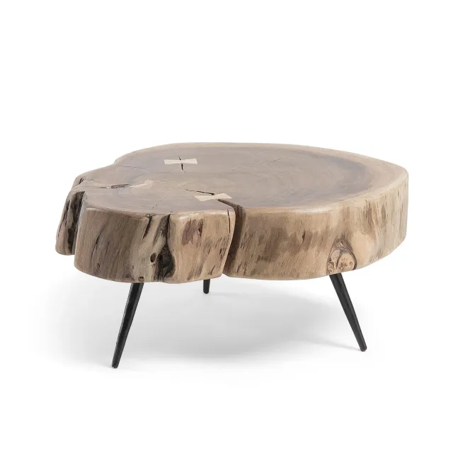 Kave Home Eider Beistelltisch Akazie Ø 49 cm schwarz