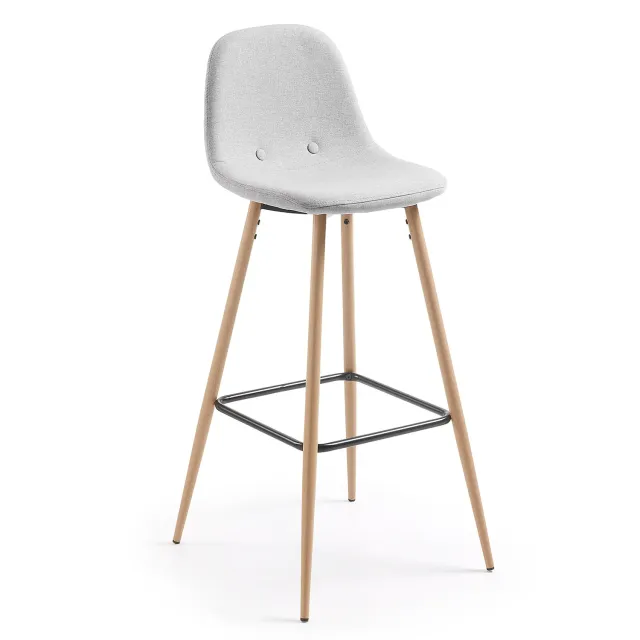 Kave Home Nolite Barhocker 75 cm dunkelgrau mit Lehne