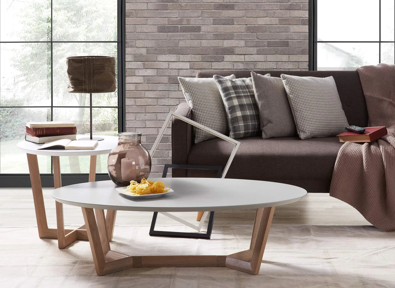 Kave Home Wave Couchtisch weiß 120 cm Esche
