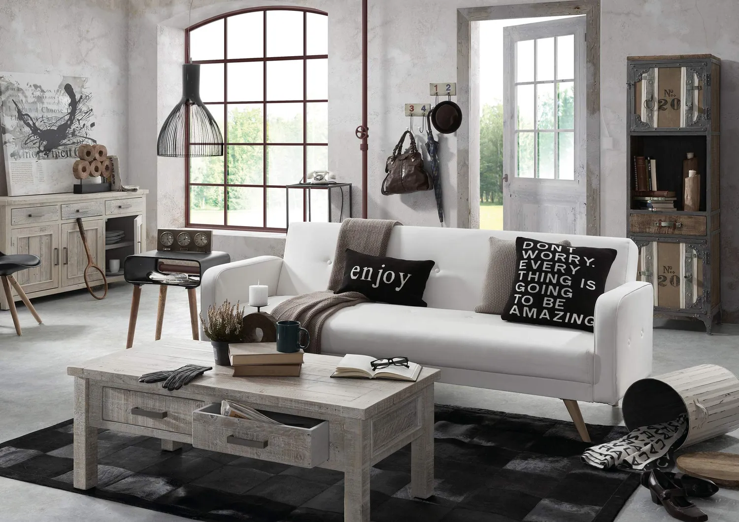 Kave Home Roger Schlafsofa weiß Kunstleder 190x108