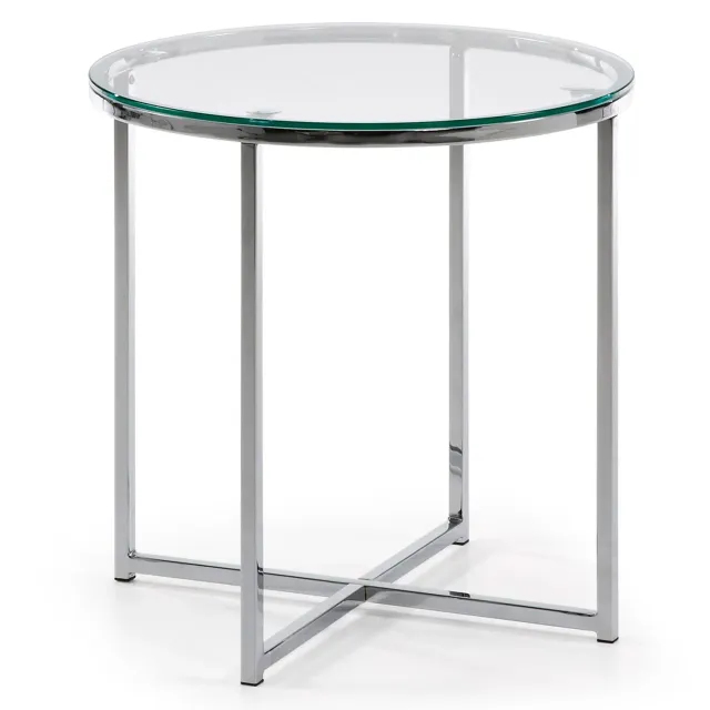Kave Home David Beistelltisch Ø 50 cm Glas Chrom