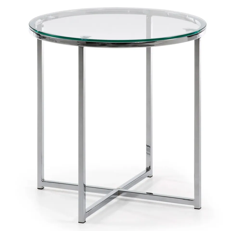 Kave Home David Beistelltisch Ø 50 cm Glas Chrom