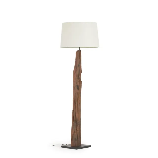 Kave Home Powell Stehlampe elfenbein Holz Baumwolle