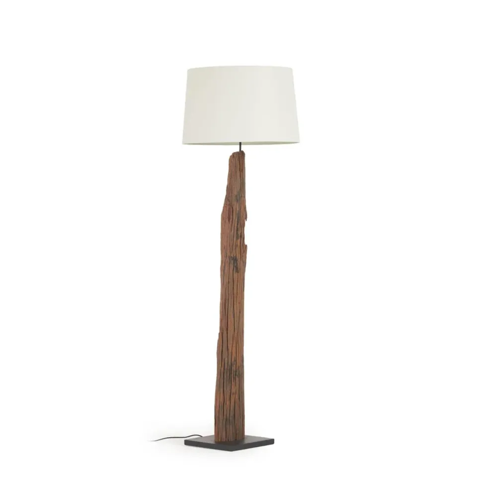 Kave Home Powell Stehlampe elfenbein Holz Baumwolle