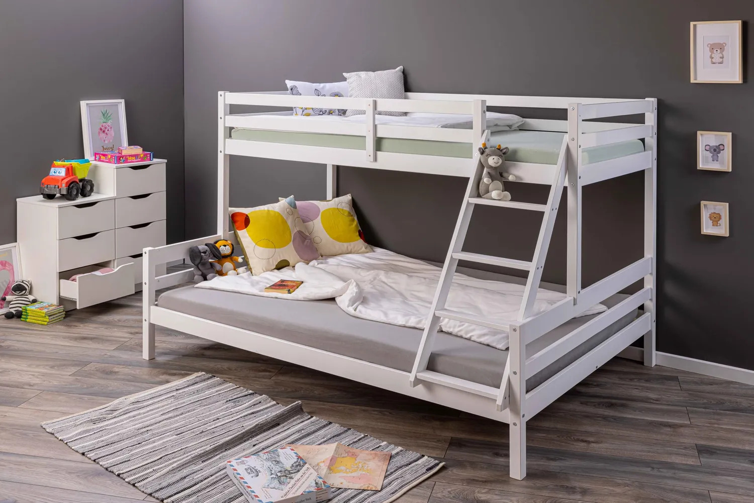 Inter Link Small Cloud Etagenbett Kiefer massiv weiß
