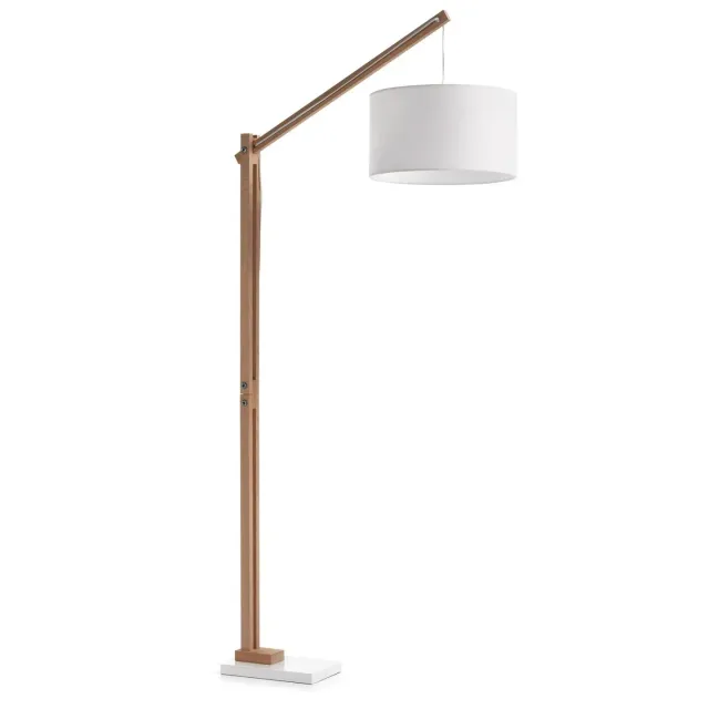 Kave Home Riaz Stehlampe weiß 186 cm Buchenholz Baumwolle