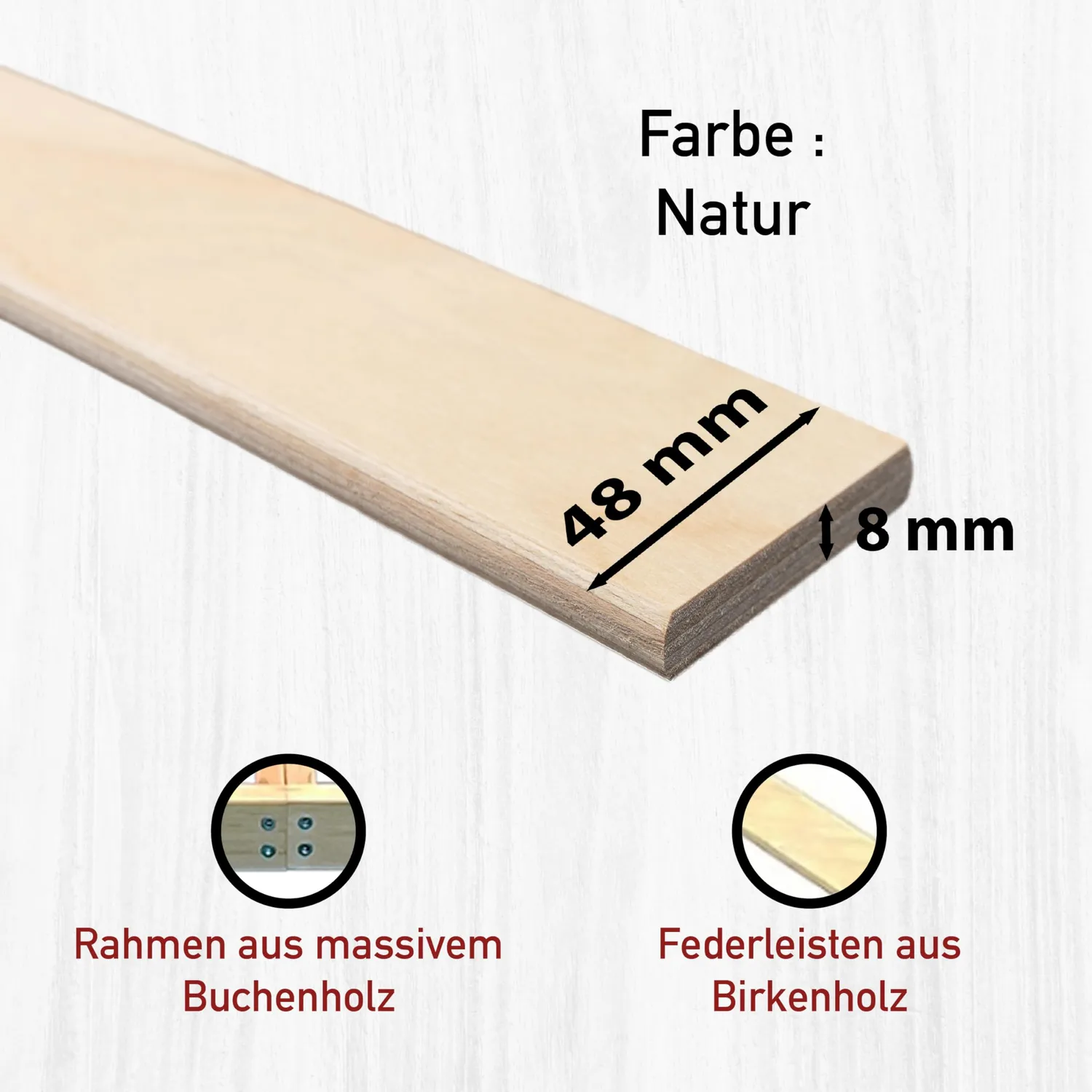 Inter Link Isya Lattenrost 90x200 cm Birke mit Rahmen Buche