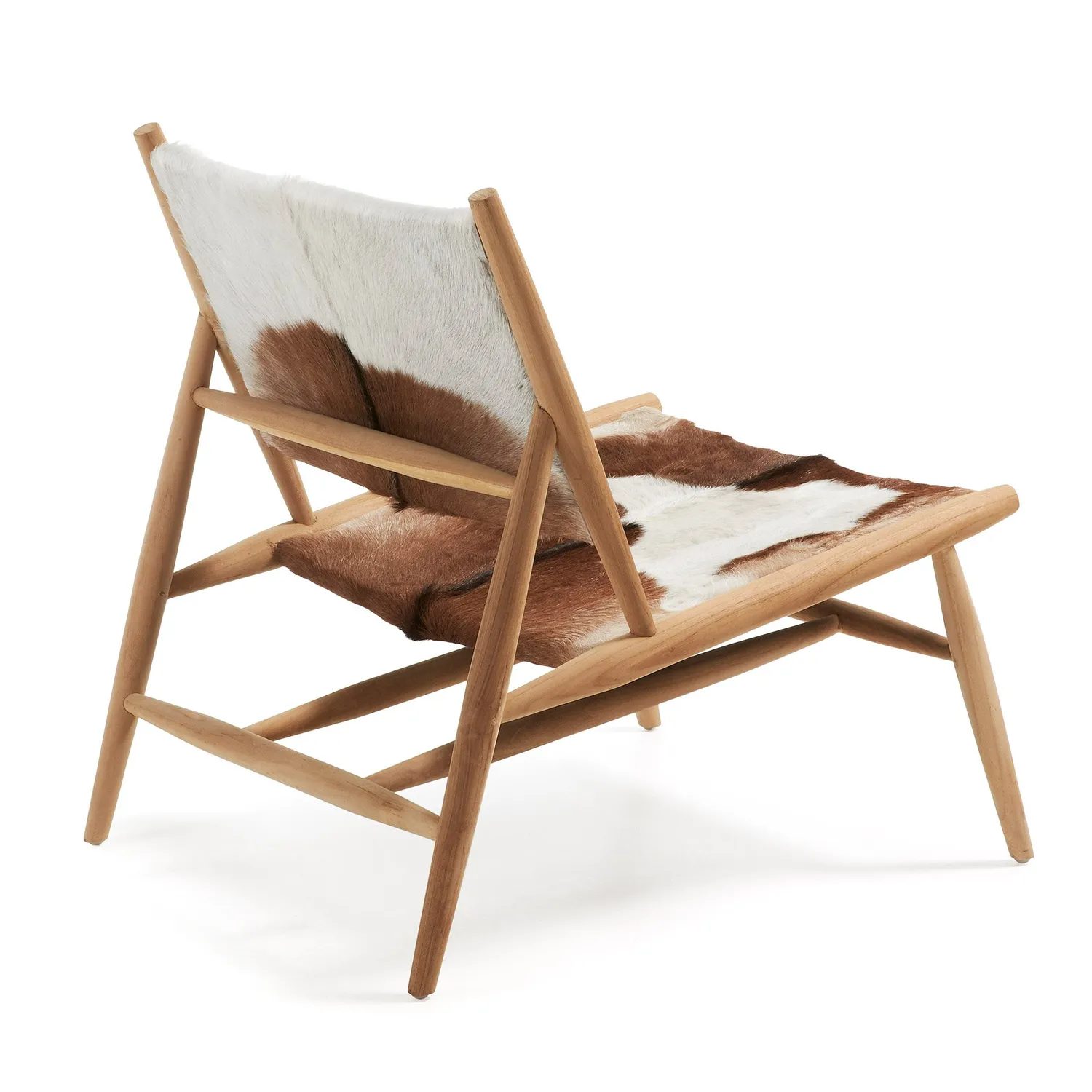 Kave Home Eki Sessel Ziegenfell Teakholz braun