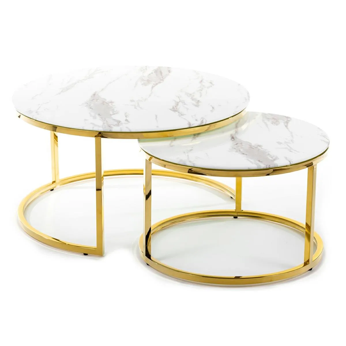 HOWHOMELY Treze Beistelltisch 2er Set Glas