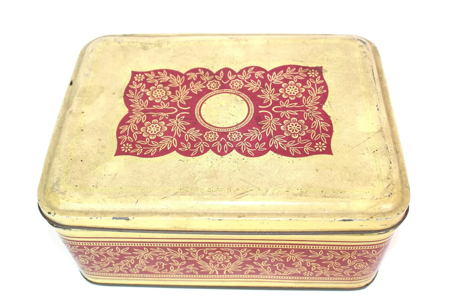 Mon Ami(e) Vintage Blechdose 1930 mit Deckel rot-gold