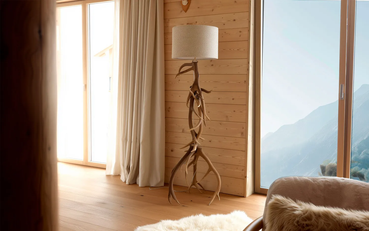 alpina design Muta del bosco terra Stehlampe mit Geweih