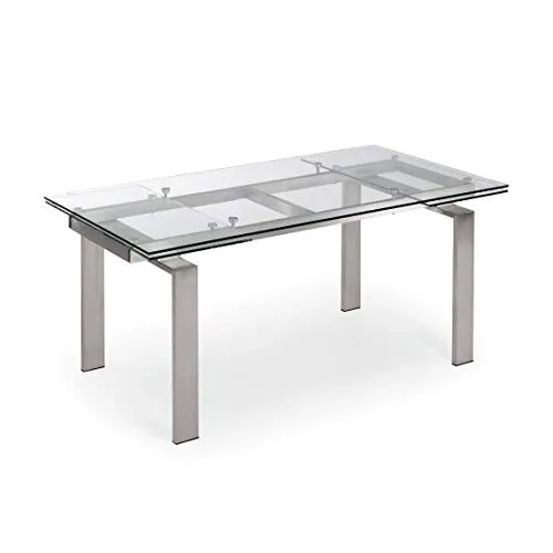 Kave Home Nara Ausziehtisch rechteckig aus Glas 160–240 cm