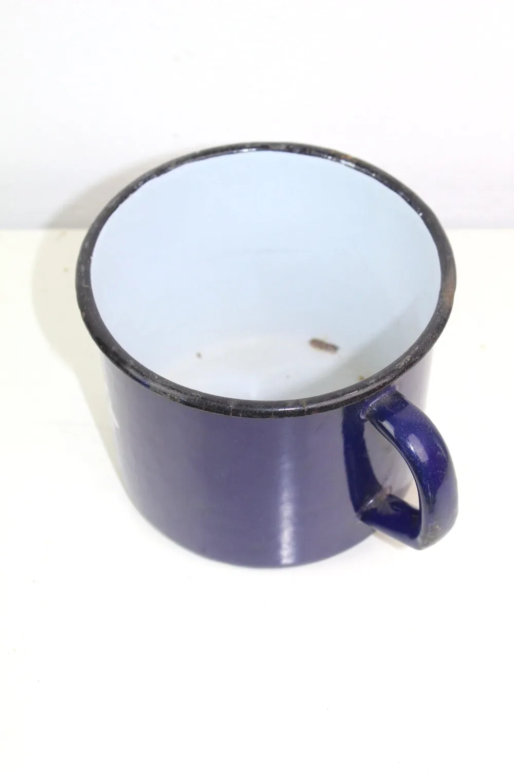 Mon Ami(e) Vintage Milchtopf mit Henkel blau Blumenmuster Emaille