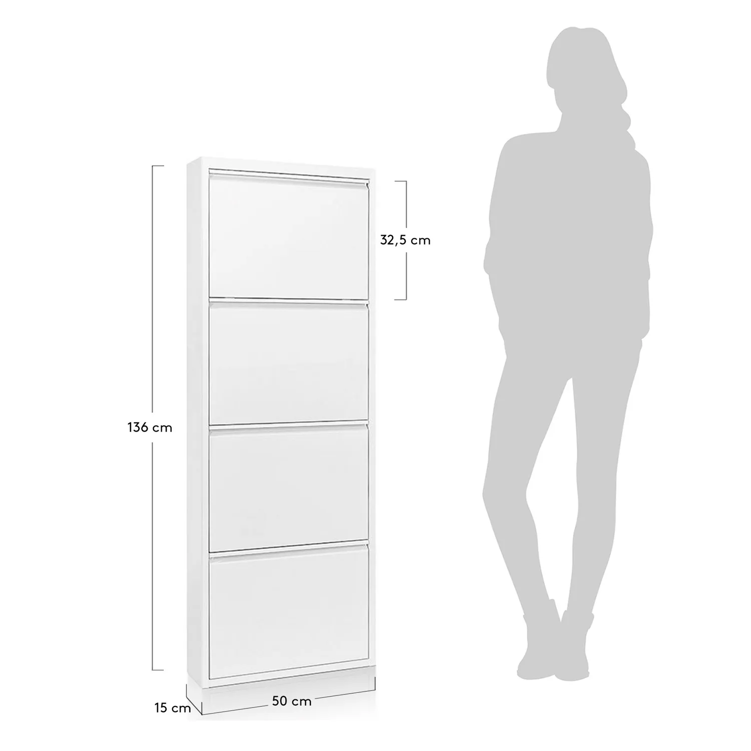 Kave Home 8,43E+12 Schuhschrank 4 Türen Weiß Metall