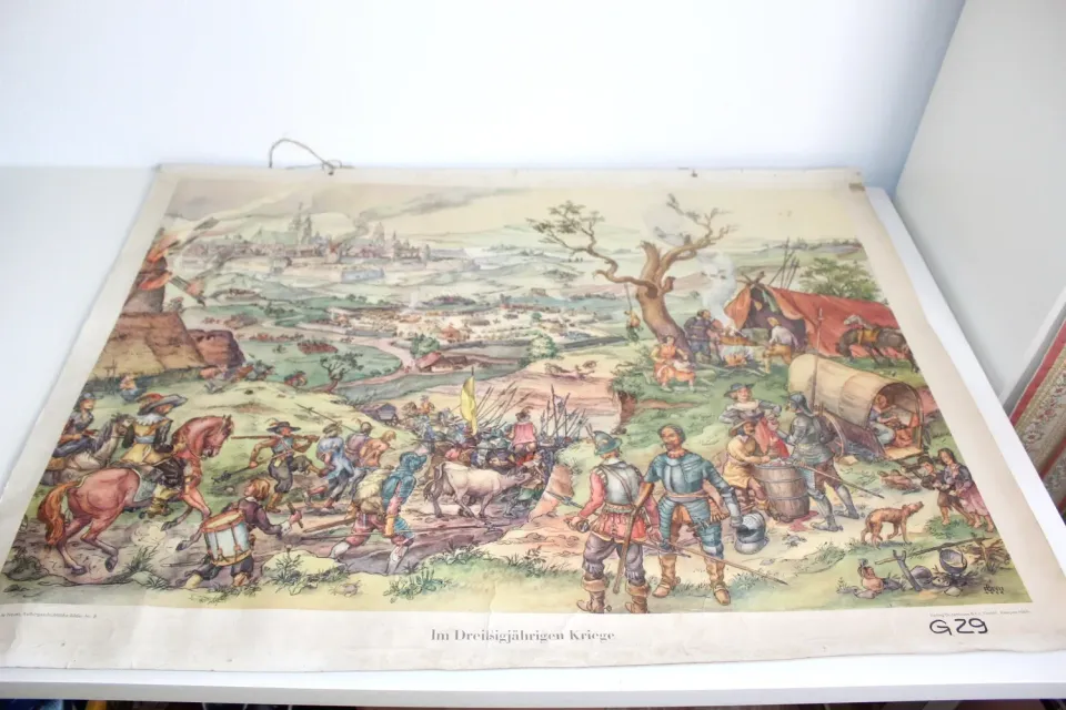 Mon Ami(e) Vintage Rollkarte Dreißigjähriger Krieg 99 cm