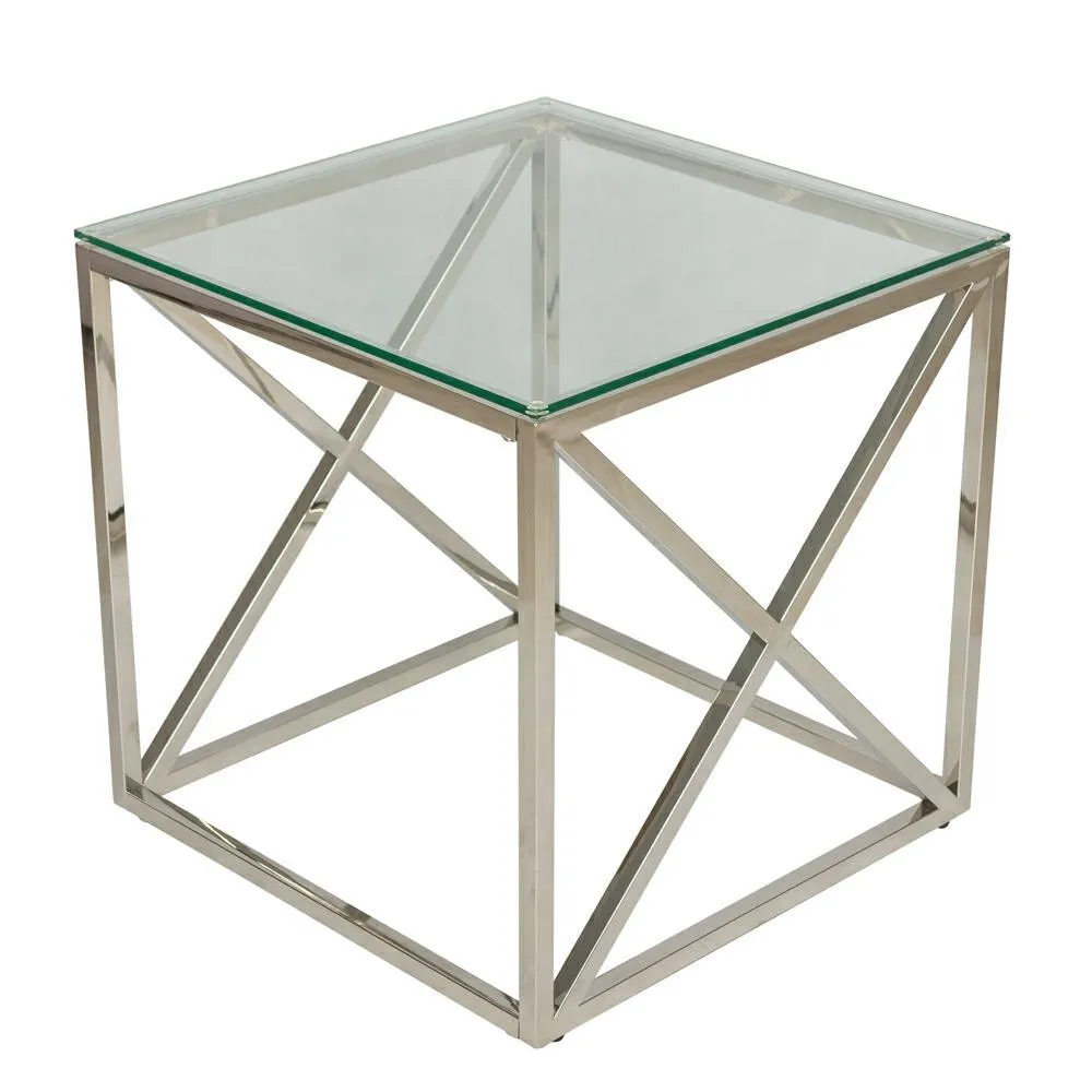 HOWHOMELY Nelja Beistelltisch Silber Glas