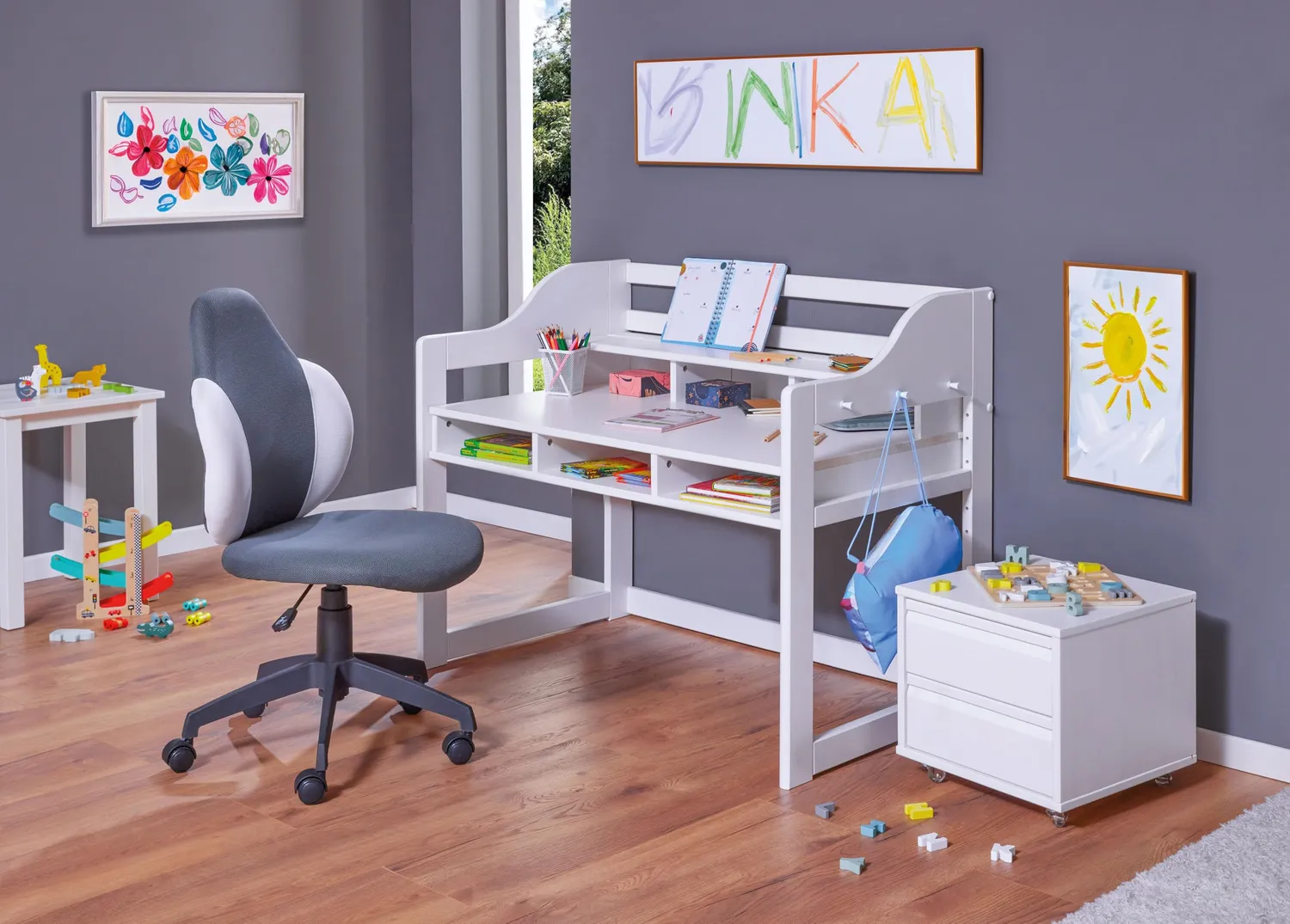 Inter Link Kids Learning Kinderschreibtisch weiß 111,8 cm Massivholz