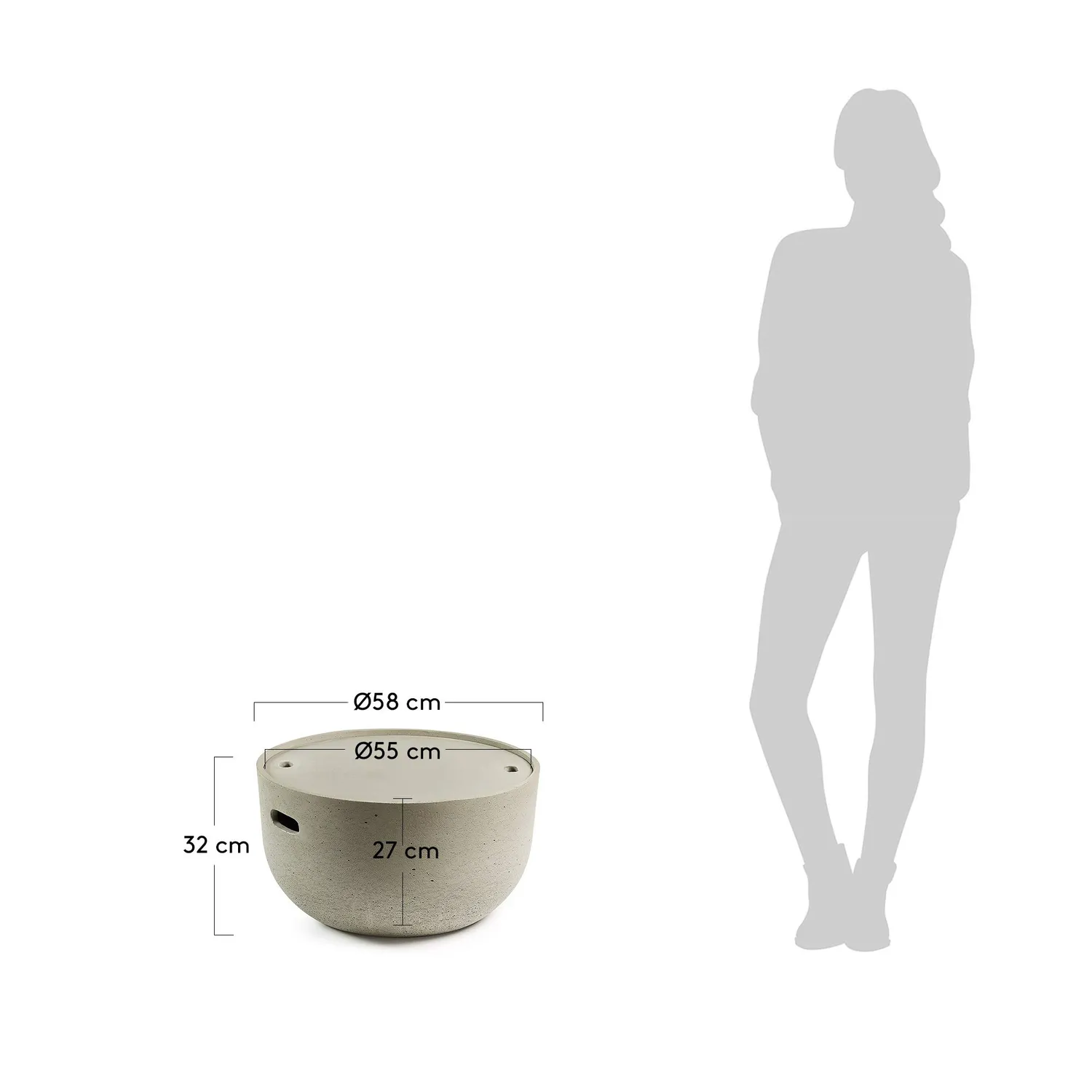 Kave Home Sari Beistelltisch Beton grau Ø58 cm