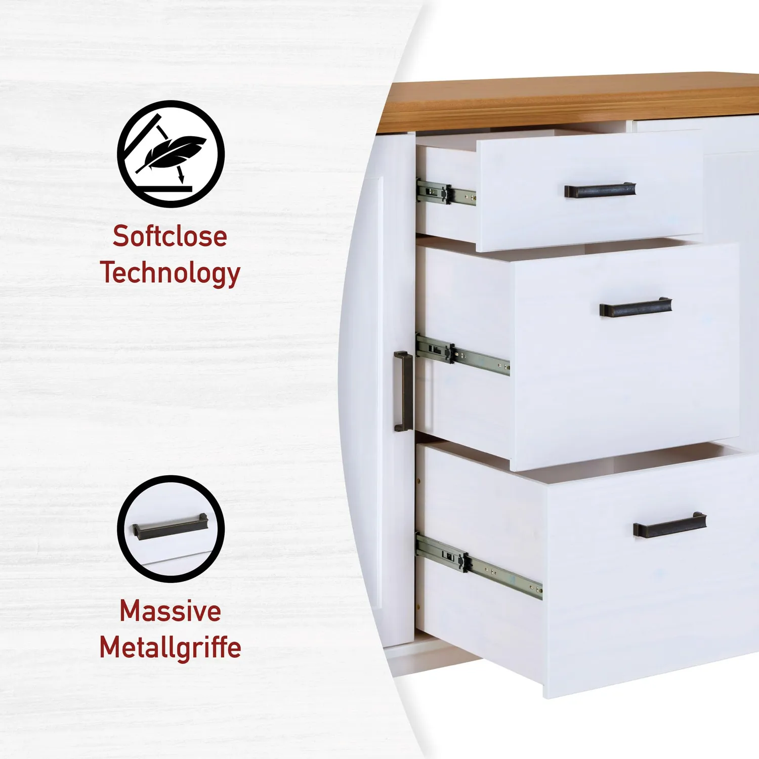Inter Link Sideboard Kiefer massiv Kommode