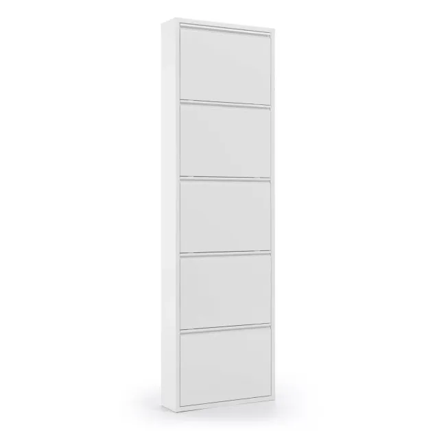 Kave Home Schuhschrank Boden 5 Türen Weiß Metall