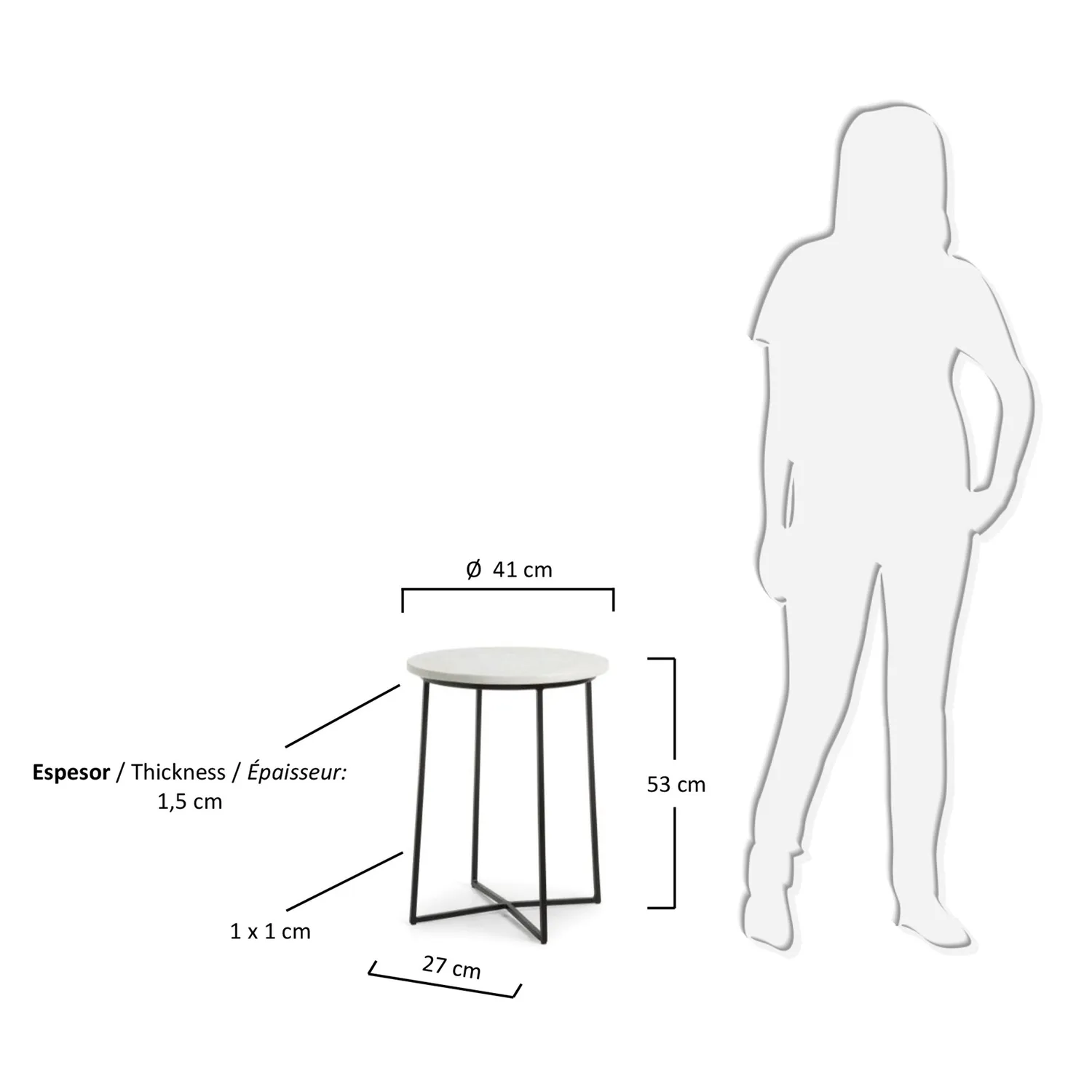Kave Home Bryson Beistelltisch Weiß Ø 41 cm Marmor