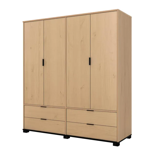Inter Link Luna Kleiderschrank 4-türig Oak Colori 180 cm