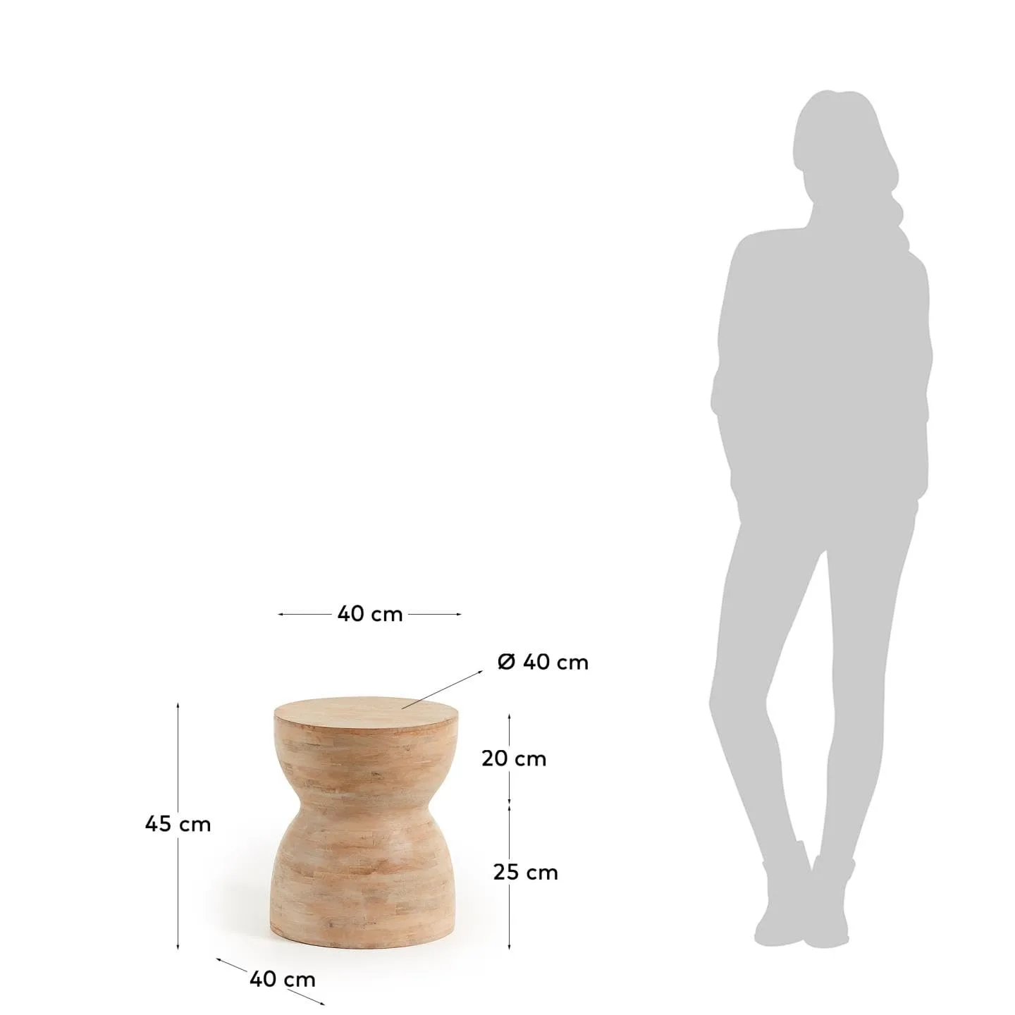 Kave Home Mazy Beistelltisch Ø 40 cm Mangoholz rund
