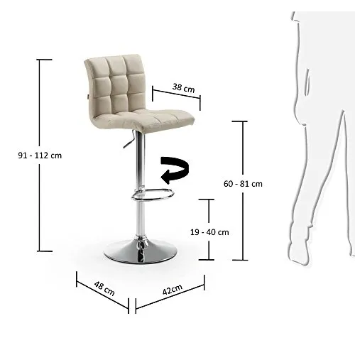 Kave Home Crema Barhocker Kunstleder höhenverstellbar