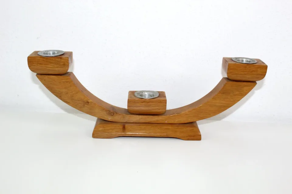 Mon Ami(e) Vintage Kerzenständer Holz 3-flammig 33 cm