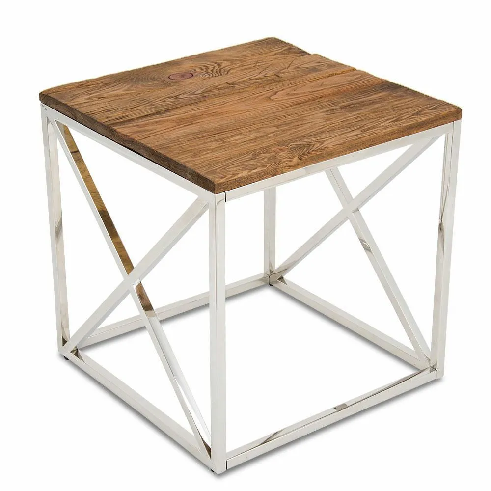HOWHOMELY Nelja Beistelltisch Silber Glas